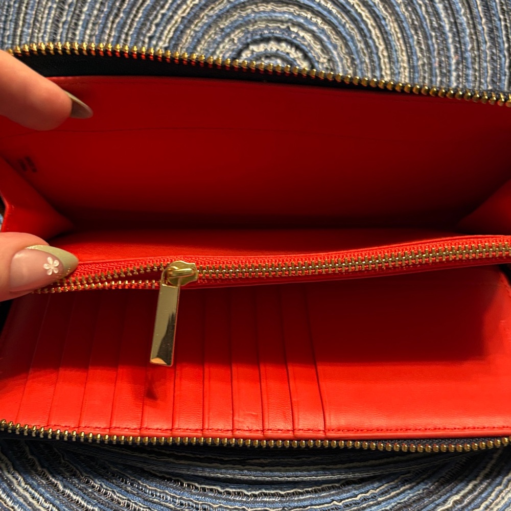 Tory Burch Navy Blue Wristlet with Gold Emblem - Picture 3 of 6